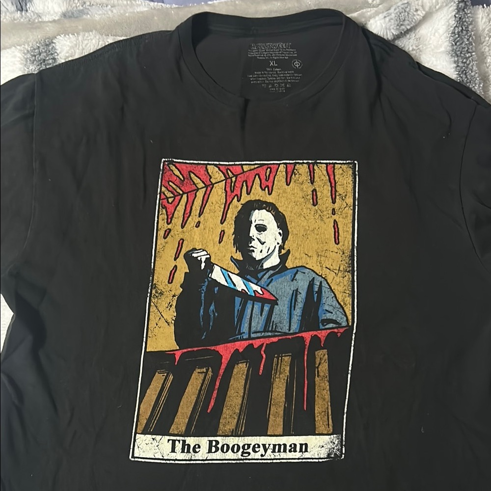 Black Graphic T-Shirt with Horror Design
